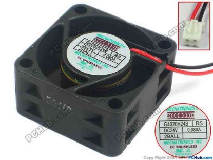 119178 MECHATRONICS G4020H24B Server - Square Fan RS, sq40x40x20, w50x2x3, 24V 0.080A MECHATRONICS G4020H24B Server - Square Fan 