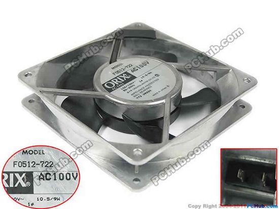 119203 ORIX F0512-722 Server - Square Fan sq120x120x25, 2pin, 100V 10.5W ORIX F0512-722 Server - Square Fan 