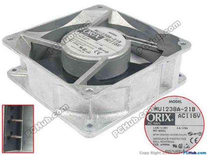 119247 ORIX MU1238A-21B Server - Square Fan AC 115V 14W, 120x120x38mm, 2-wire ORIX MU1238A-21B Server - Square Fan