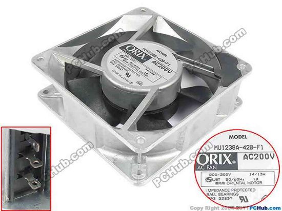 119250 ORIX MU1238A-42B-F1 Server - Square Fan sq120x120x38, 200V 14W ORIX MU1238A-42B-F1 Server - Square Fan