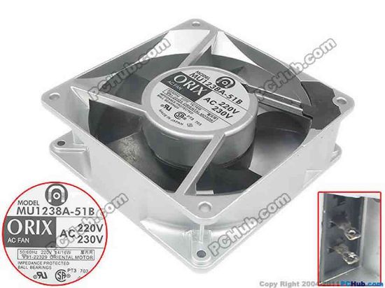 119251 ORIX MU1238A-51B Server - Square Fan sq120x120x38, 230V 16W ORIX MU1238A-51B Server - Square Fan 