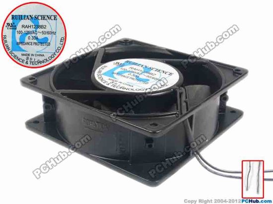 119267 RUILIAN / HENG YANG RAH1238B2 Server - Square Fan sq120x120x38, 2-wire, 125V 0.30A RUILIAN / HENG YANG RAH1238B2 Server - Square Fan 
