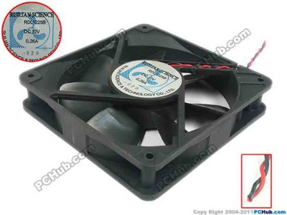 119270 RUILIAN / HENG YANG RDL1225B Server - Square Fan sq120x120x25, 2-wire, 12V 0.26A RUILIAN / HENG YANG RDL1225B Server - Square Fan
