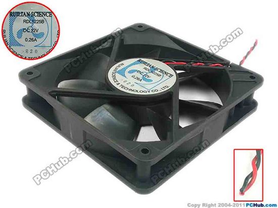 119270 RUILIAN / HENG YANG RDL1225B Server - Square Fan sq120x120x25, 2-wire, 12V 0.26A RUILIAN / HENG YANG RDL1225B Server - Square Fan