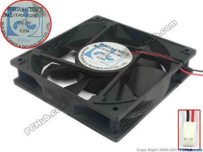 119273 RUILIAN / HENG YANG RDM1225B Server - Square Fan sq120x120x25, 2-wire, 12V 0.23A RUILIAN / HENG YANG RDM1225B Server - Square Fan 