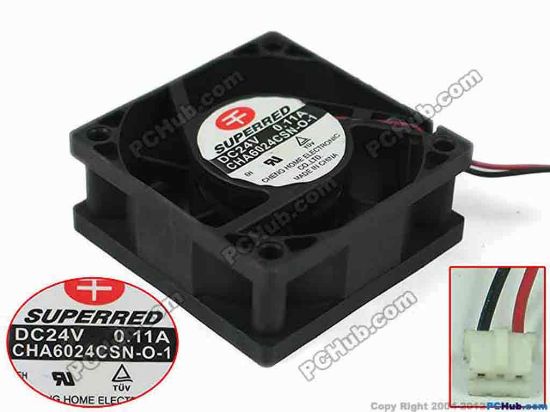 119276 Superred CHA6024CSN-O-1 Server - Square Fan 60x60x25mm, w60x2x3,  24V 0.11A Superred CHA6024CSN-O-1 Server - Square Fan 