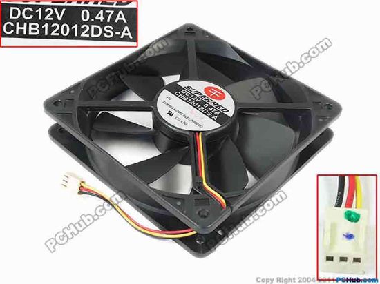 119277 Superred CHB12012DS-A Server - Square Fan sq120x120x25, w30x3x3, 12V 0.47A Superred CHB12012DS-A Server - Square Fan 