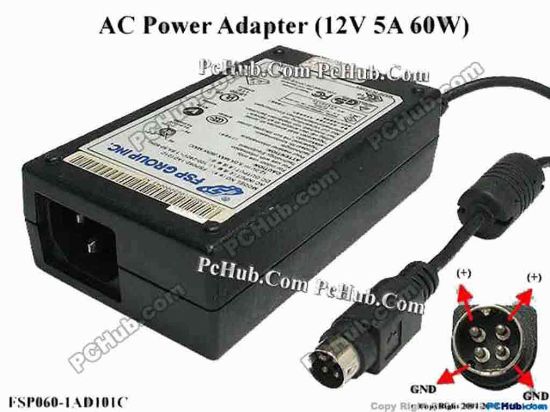 119342 FSP Group Inc FSP060-1AD101C AC Adapter - NEW Original 12V 5A, 4-Pin P1&4=V+ C14, New FSP Group Inc FSP060-1AD101C AC Adapter - NEW Original