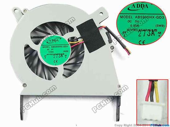119350 ADDA AB5905HX-GD3 Cooling Fan  SW9, DC5V 0.50A, Bare fan, New ADDA AB5905HX-GD3 Cooling Fan  