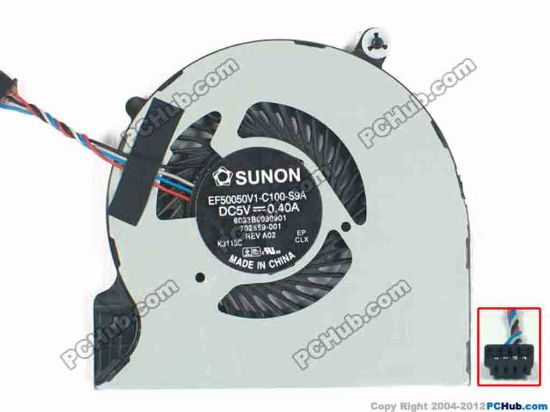 119393 SUNON EF50050V1-C100-S9A， 6033B0030901, 702859-001， Cooling Fan  5V 0.4A, Bare fan SUNON EF50050V1-C100-S9A Cooling Fan