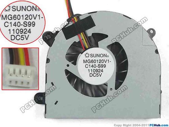 119402 SUNON MG60120V1-C140-S99 Cooling Fan  5V, Bare fan SUNON MG60120V1-C140-S99 Cooling Fan
