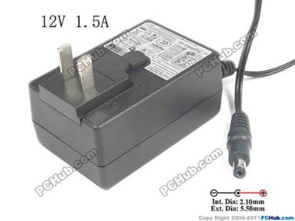 119505 APD / Asian Power Devices WA-18H12 AC Adapter - NEW Original 12V 1.5A, Barrel 5.5/2.1mm, US 2-Pin Plug, New APD / Asian Power Devices WA-18H12 AC Adapter - NEW Original 