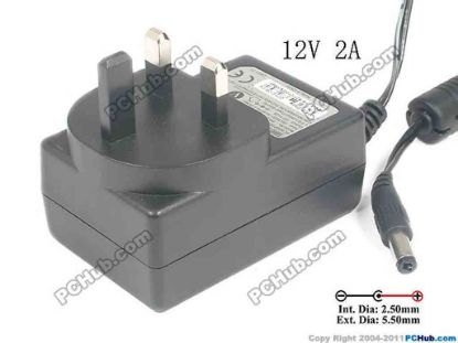 119509 APD / Asian Power Devices WA-24E12 AC Adapter - NEW Original 12V 2A, 5.5/2.5mm, UK 3-Pin, New APD / Asian Power Devices WA-24E12 AC Adapter - NEW Original 