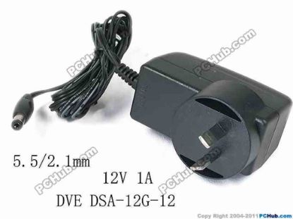 119523 DVE DSA-12G-12 AC Adapter - NEW Original 12V 1A, Barrel 5.5/2.1mm, AU 2-Pin Plug DVE DSA-12G-12 AC Adapter - NEW Original 