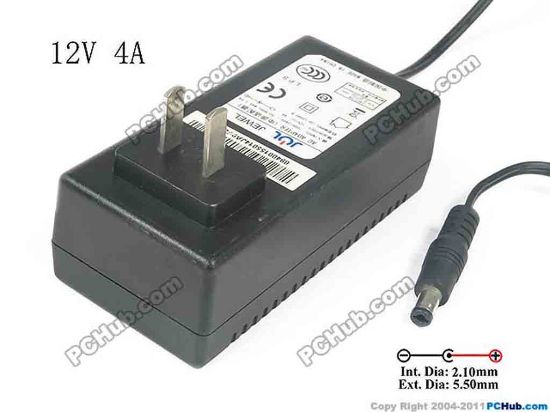 119558 Jewel JS-12040 AC Adapter 5V-12V 12V 4A, 5.5/2.1mm, Barrel Tip, US 2-Pin Plug Jewel JS-12040 AC Adapter 5V-12V 