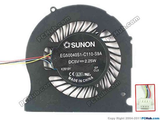 119630 SUNON EG50040S1-C110-S9A Cooling Fan  w20x4x4, 5V 2.25W, Bare fan SUNON EG50040S1-C110-S9A Cooling Fan  