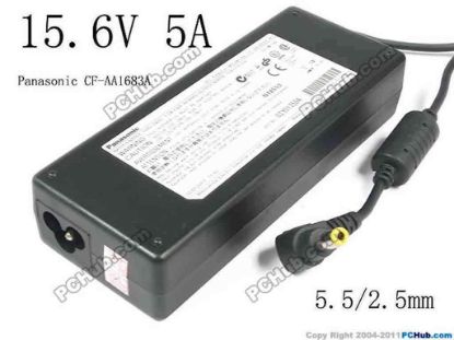 119707 Panasonic CF-AA1683A AC Adapter- Laptop 15.6V 5A, 5.5/2.5mm, 3-Prong Panasonic CF-AA1683A AC Adapter- Laptop 