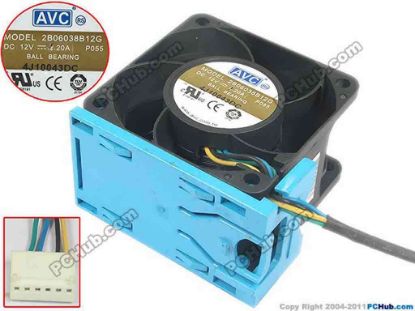 119734 AVC 2B06038B12G Server - Square Fan P055, sq60x60x38, w120x4x6, 12V 2.20A AVC 2B06038B12G Server - Square Fan 