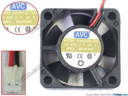 119757 AVC D3010B12HH Server - Square Fan X, sq30x30x10, w30x2x2, 12V 0.1A AVC D3010B12HH Server - Square Fan 