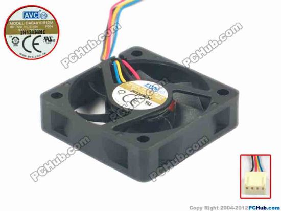 119763 AVC DA04010B12M Server - Square Fan P004, sq40x40x10, w90x4x4, 12V 0.10A AVC DA04010B12M Server - Square Fan 