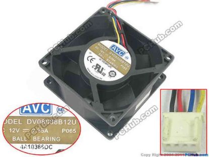 119897 AVC DV08038B12U Server - Square Fan P065, sq80x80x38, w20x4x4, 12V 2.35A AVC DV08038B12U Server - Square Fan 