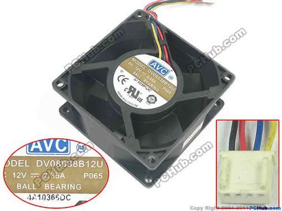 119897 AVC DV08038B12U Server - Square Fan P065, sq80x80x38, w20x4x4, 12V 2.35A AVC DV08038B12U Server - Square Fan 