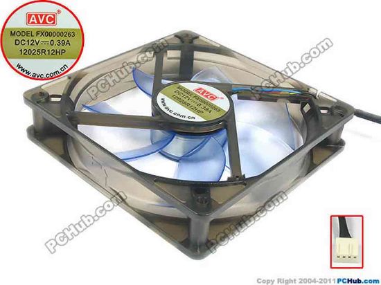 119915 AVC FX00000263 Server - Square Fan 12025R12HP, sq120x120x25, w130x4x4, 12V 0.39A AVC FX00000263 Server - Square Fan 