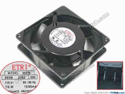 119949 ETRI 99XM Server - Square Fan 99XM 2182, sq92x92x25, 115V 75mA ETRI 99XM Server - Square Fan 