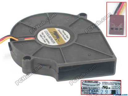 119953 Everflow BB7515BU Server - Blower Fan bw75x75x15, w40x3x3, 12V 0.80A Everflow BB7515BU Server - Blower Fan 