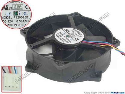 119960 Everflow F129025BU Server - Round Fan dia90x90x25, w80x4x4, 12V 0.38A Everflow F129025BU Server - Round Fan 