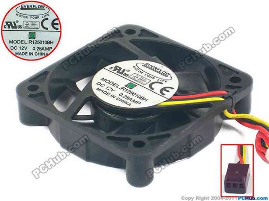 119969 Everflow R125010BH Server - Square Fan sq50x50x10, w70x3x3, 12V 0.25A Everflow R125010BH Server - Square Fan