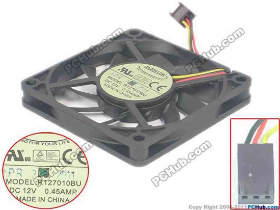 119975 Everflow R127010BU Server - Square Fan DC 12V 0.45A, 70X70X10mm, w130x3x3 Everflow R127010BU Server - Square Fan