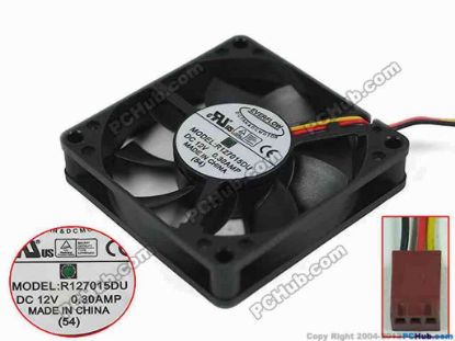 119979 Everflow R127015DU Server - Square Fan sq70x70x15, w60x3x3, 12V 0.30A Everflow R127015DU Server - Square Fan 