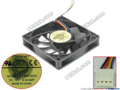 119984 Everflow R128015DH Server - Square Fan sq80x80x15, w130x4x4, 12V 0.32A, Trans Blue Everflow R128015DH Server - Square Fan 