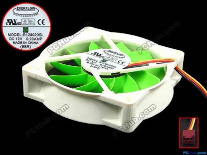 119986 Everflow R128020SL Server - Square Fan sq80x80x20, w200x3x3, 12V 0.20A Everflow R128020SL Server - Square Fan 