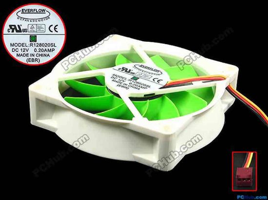 119986 Everflow R128020SL Server - Square Fan sq80x80x20, w200x3x3, 12V 0.20A Everflow R128020SL Server - Square Fan 