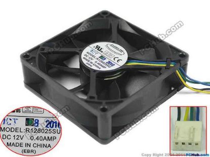 119988 Everflow R128025SU Server - Square Fan sq80x80x25, w160x3x3, 12V 0.28A Everflow R128025SU Server - Square Fan 