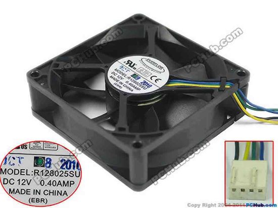 119988 Everflow R128025SU Server - Square Fan sq80x80x25, w160x3x3, 12V 0.28A Everflow R128025SU Server - Square Fan 