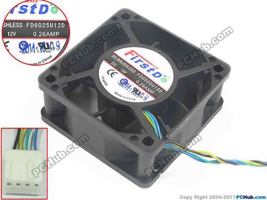 119992 Firstd FD6025U12D Server - Square Fan sq60x60x25, w110x2x2, 12V 0.26A Firstd FD6025U12D Server - Square Fan 