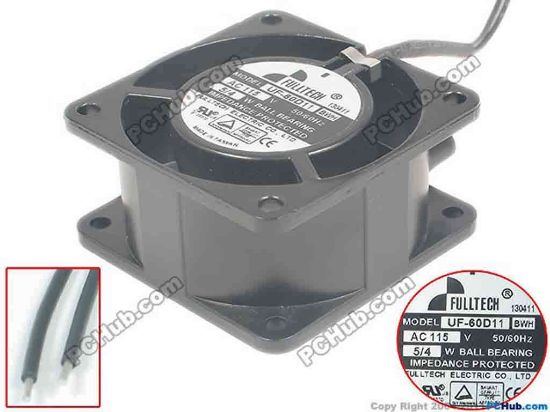120002 FULLTECH UF-60D11 Server - Square Fan BWH, sq60x60x30, 2-wire, 115V 5W FULLTECH UF-60D11 Server - Square Fan 