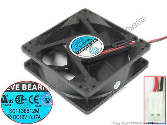 120007 GLOBE FAN S01138812M Server - Square Fan sq80x80x25, 2-wire, 12V 0.17A GLOBE FAN S01138812M Server - Square Fan 