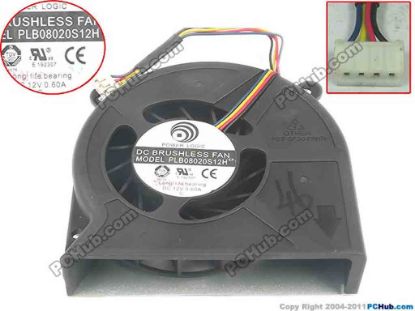 120038 Power Logic PLB08020S12H Cooling Fan  12V 0.60A, Bare fan Power Logic PLB08020S12H Cooling Fan