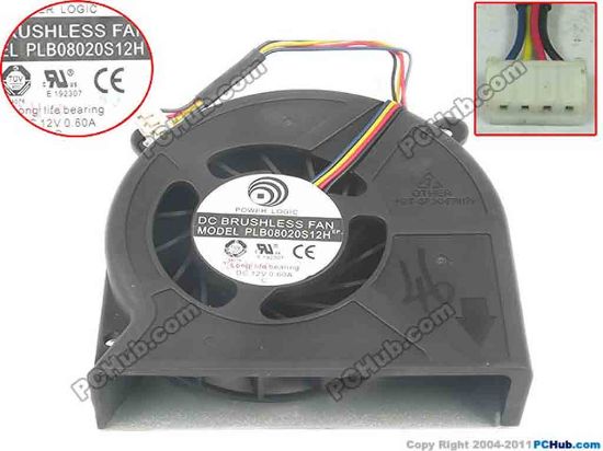 120038 Power Logic PLB08020S12H Cooling Fan  12V 0.60A, Bare fan Power Logic PLB08020S12H Cooling Fan