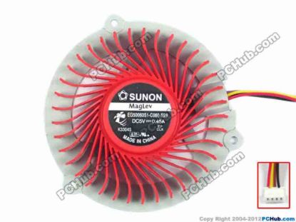 120063 SUNON EG50060S1-C060-S99 Cooling Fan  w30x4x4, 5V 0.45A, Bare fan SUNON EG50060S1-C060-S99 Cooling Fan  