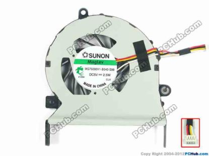 120072 SUNON MG75090V1-B040-S99 Cooling Fan  5V 2.5W, Bare fan SUNON MG75090V1-B040-S99 Cooling Fan  