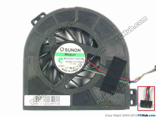 120073 SUNON MG75150V1-C000-S99 Cooling Fan  w10x4x4, 5V 0.28A, Bare fan SUNON MG75150V1-C000-S99 Cooling Fan  
