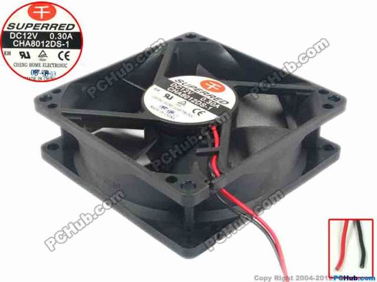 120079 Superred CHA8012DS-1 Server - Square Fan sq80x80x25, 2-wire, 12V 0.30A Superred CHA8012DS-1 Server - Square Fan 