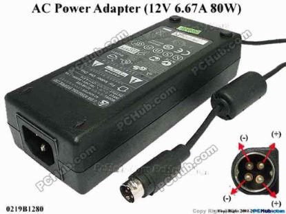 120140 Li Shin 0219B1280 AC Adapter - NEW Original 12V 6.67A, 4-Pin P1&4=V+, C14 Li Shin 0219B1280 AC Adapter