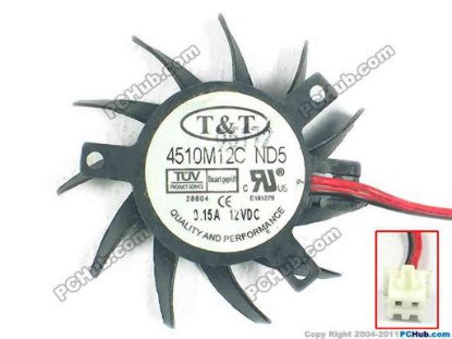 120185 T&T 4510M12C Server - Frameless / GPU Fan ND5, w50x2x2, 12V 0.15A,  T&T 4510M12C Server - Frameless / GPU Fan 