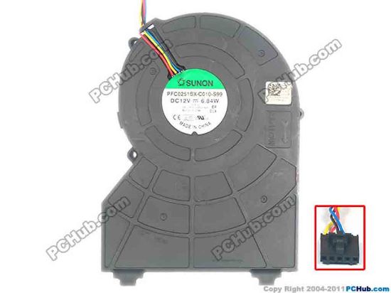 120205 SUNON PFC0251BX-C010-S99 Cooling Fan  w40x4x5, 12V 6.84W, Bare fan SUNON PFC0251BX-C010-S99 Cooling Fan  
